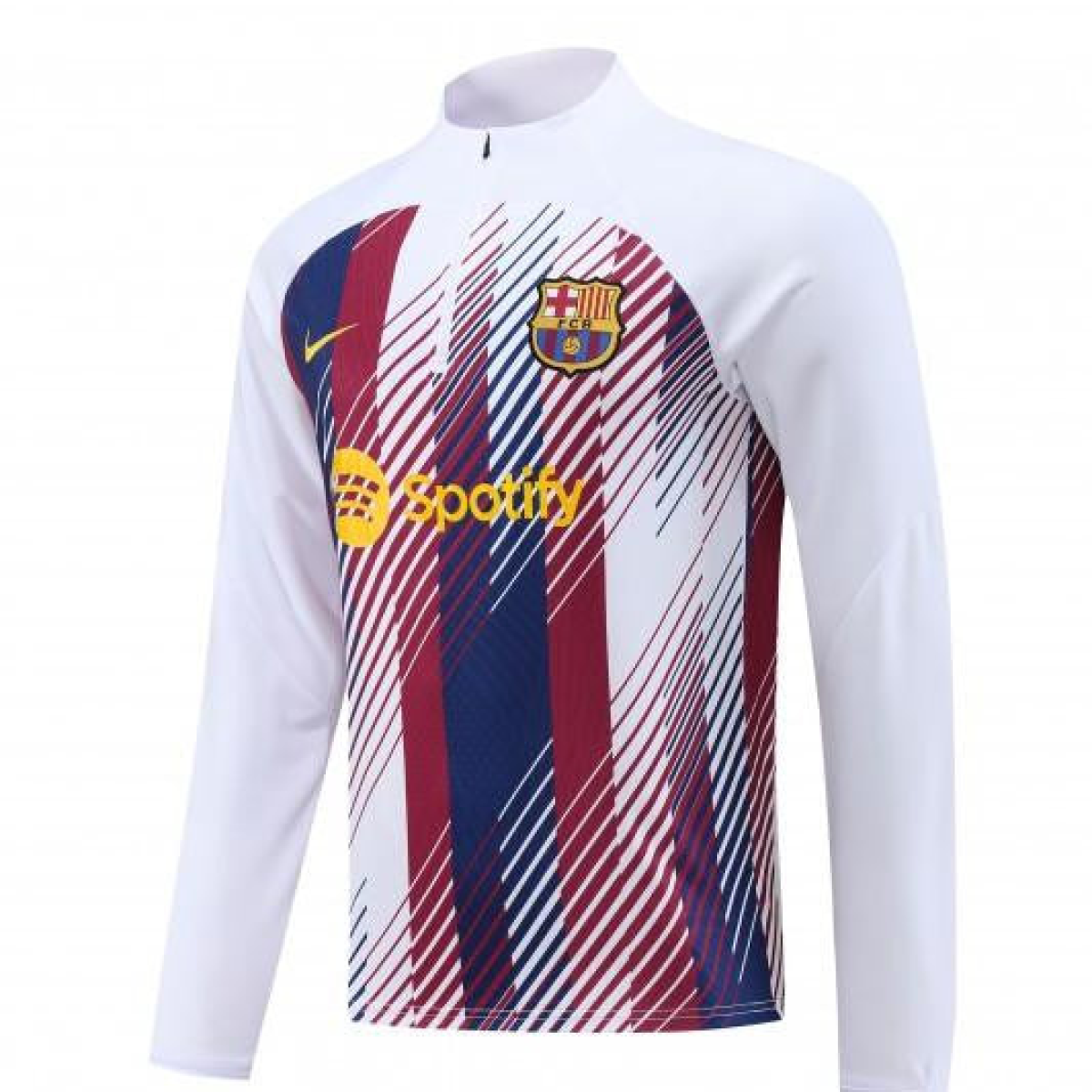 23/24 Barcelona White Red Mixed Color Half Zipper Jacket+ Pants