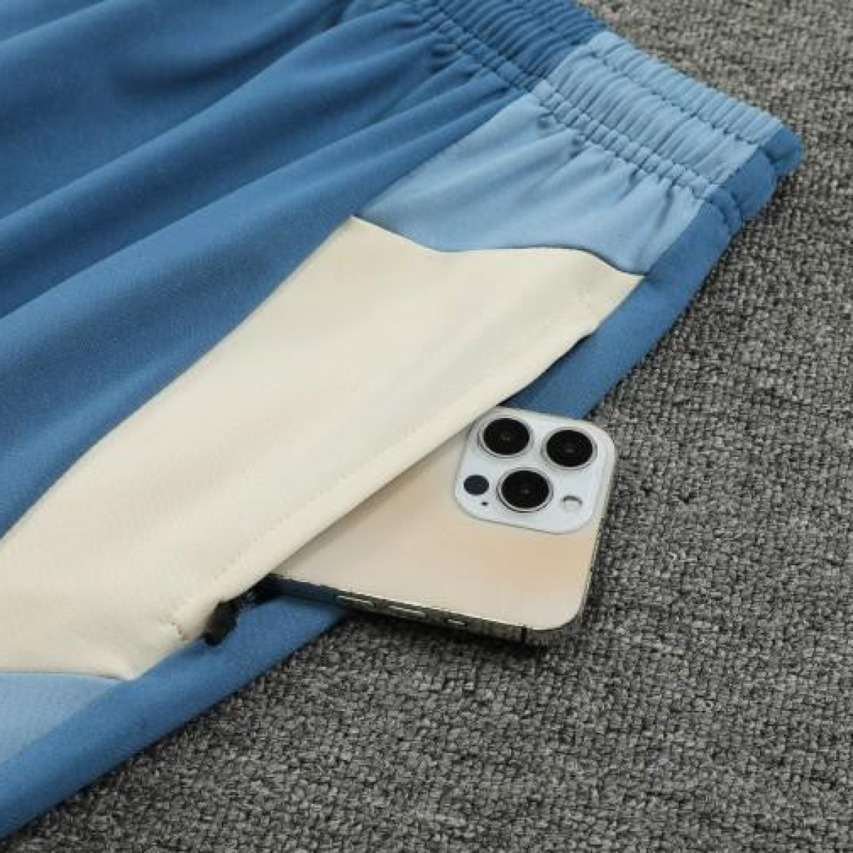 23/24 Olympique Marseille Blue Half Zipper Hoodie Jacket +Pants