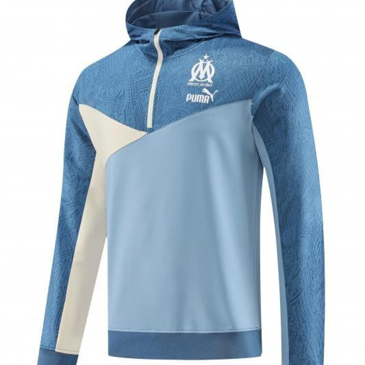 23/24 Olympique Marseille Blue Half Zipper Hoodie Jacket +Pants