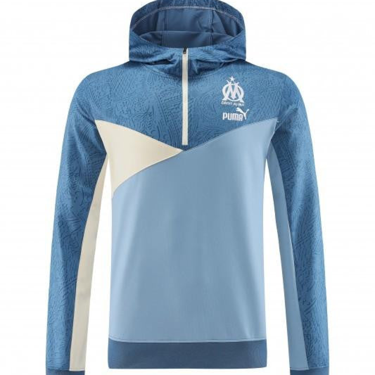 23/24 Olympique Marseille Blue Half Zipper Hoodie Jacket +Pants