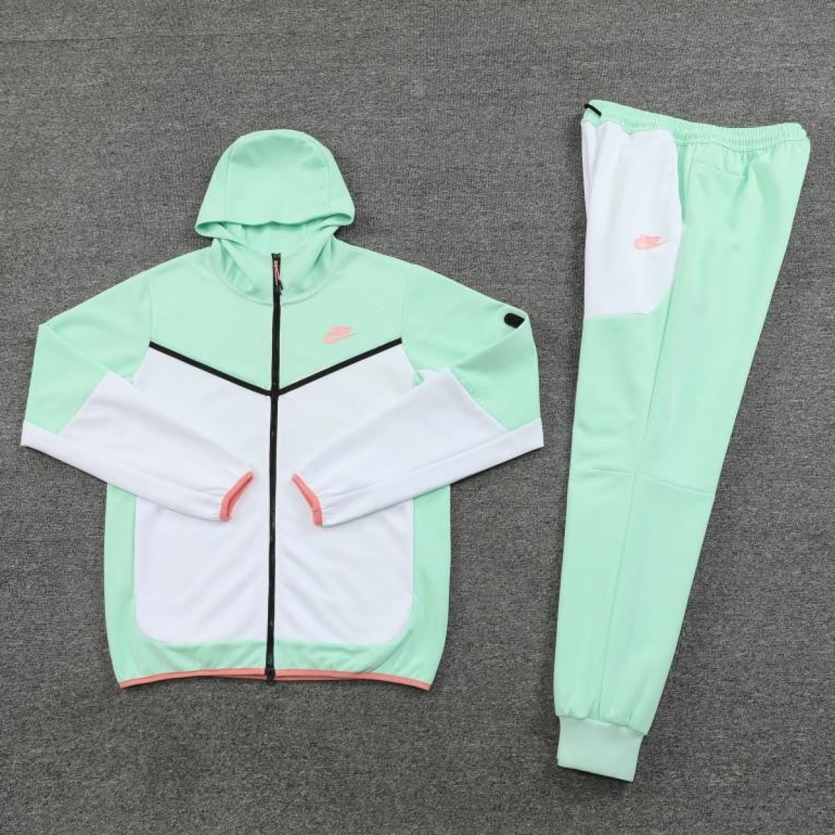 2023 Nike White Green Full Zipper Hoodie Jacket +Pants