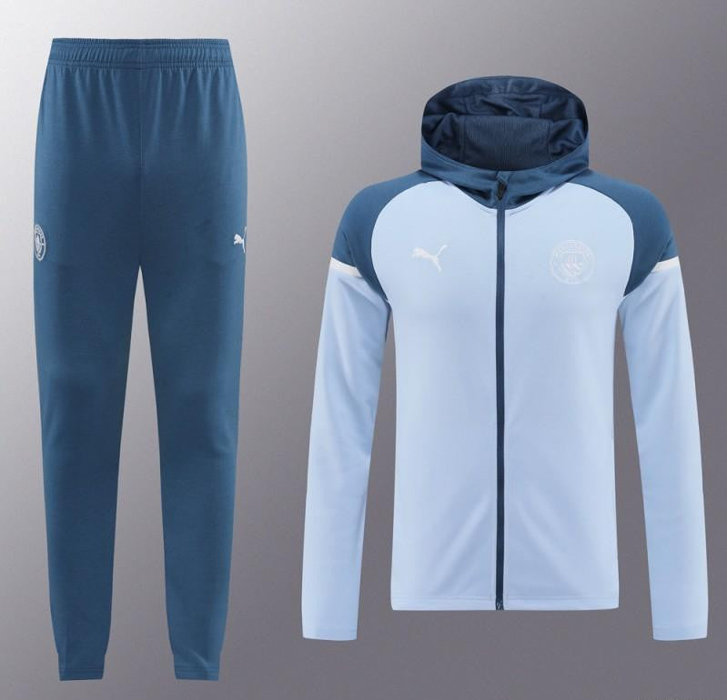24/25 Manchester City Light Blue Hoodie Full Zipper Jacket +Long Pants