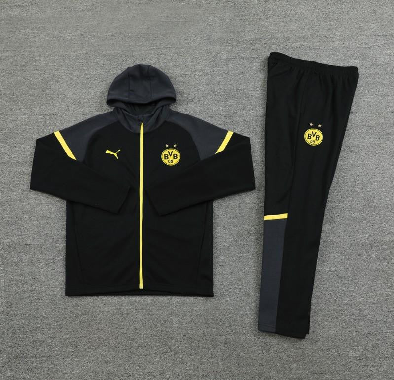 24/25 Borussia Dortmund Black Hoddie Full Zipper Jacket +Long Pants