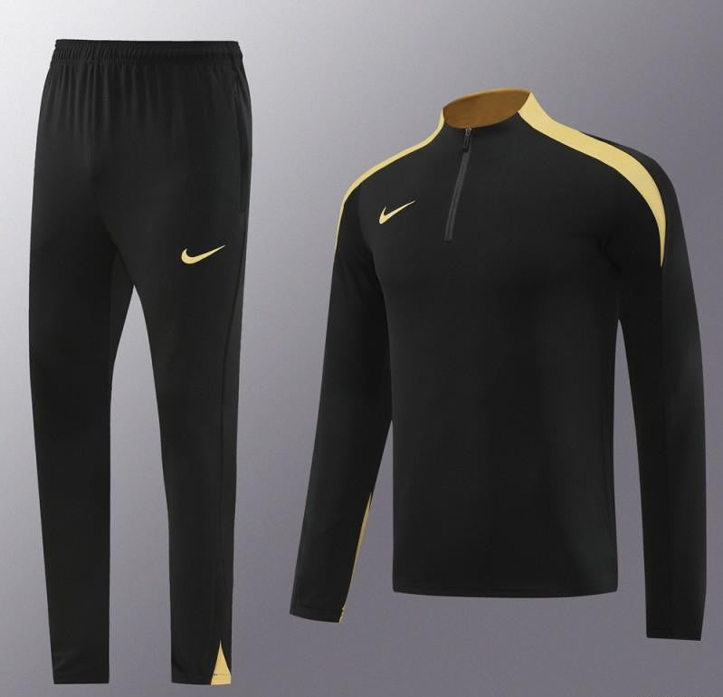 24/25 Nike Black/Golden Half Zipper Jacket+Long Pants