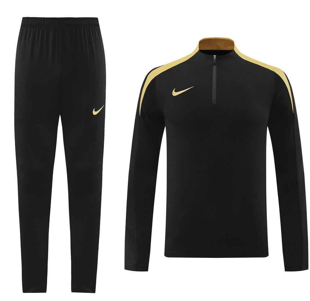 24/25 Nike Black/Golden Half Zipper Jacket+Long Pants