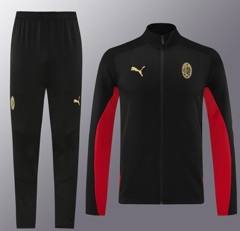 24/25 AC Milan Black/Red Full Zipper Jacket +Long Pants