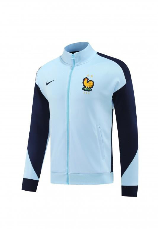 2024 France Light Blue Full Zipper Jacket +Long Pants