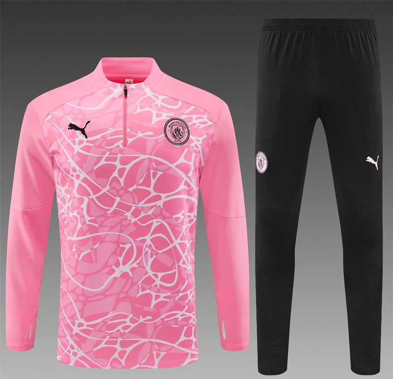 24/25 Manchester City Pink Half Zipper Jacket+Long Pants