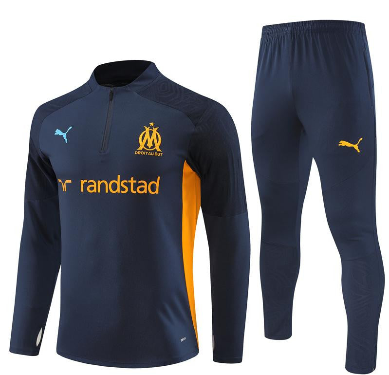 24/25 Olympique Marseille Navy Orange Zipper Jacket+Long Pants