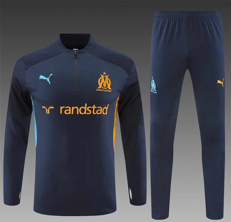 24/25 Olympique Marseille Navy Orange Zipper Jacket+Long Pants