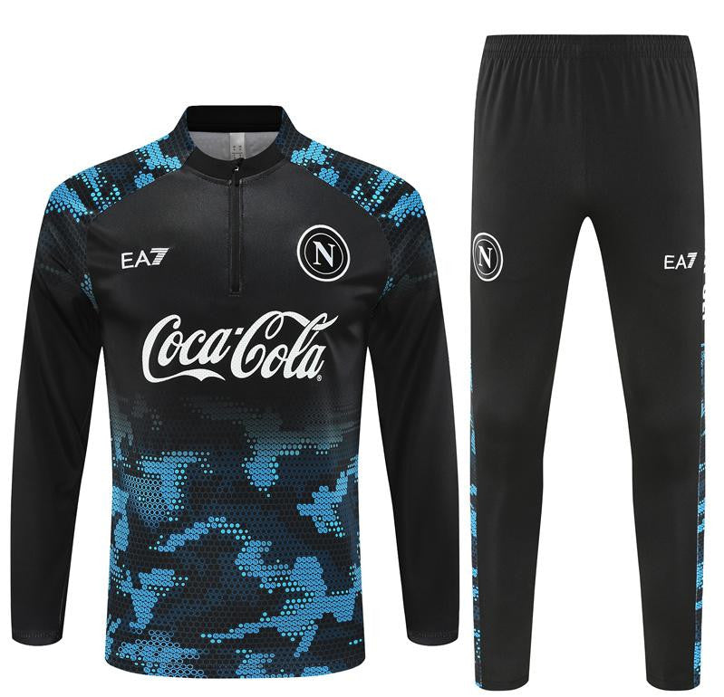 24/25 Napoli Black/Blue Half Zipper Jacket+Long Pants