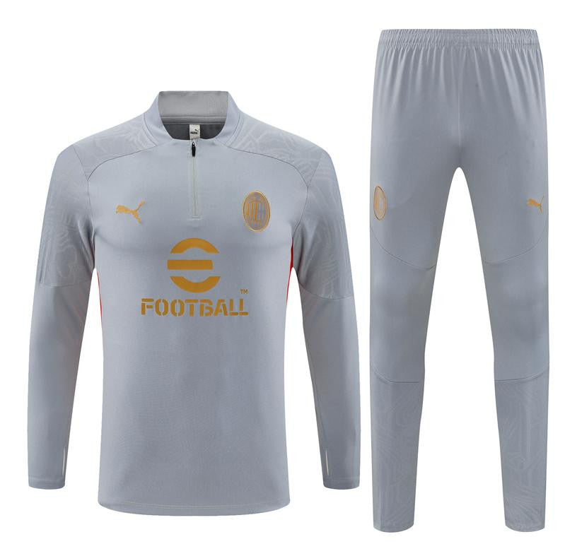 24/25 AC Milan Grey Half Zipper Jacket+Long Pants