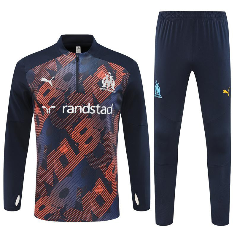 24/25 Olympique Marseille Navy Mixed Color Half Zipper Jacket+Long Pants