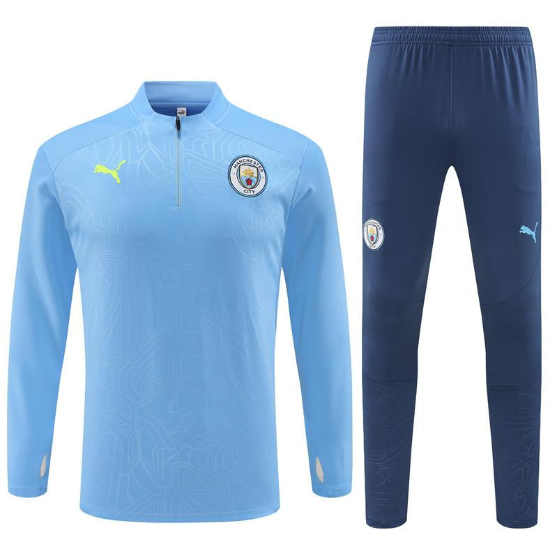 24/25 Manchester City Sky Blue Half Zipper Jacket+Long Pants