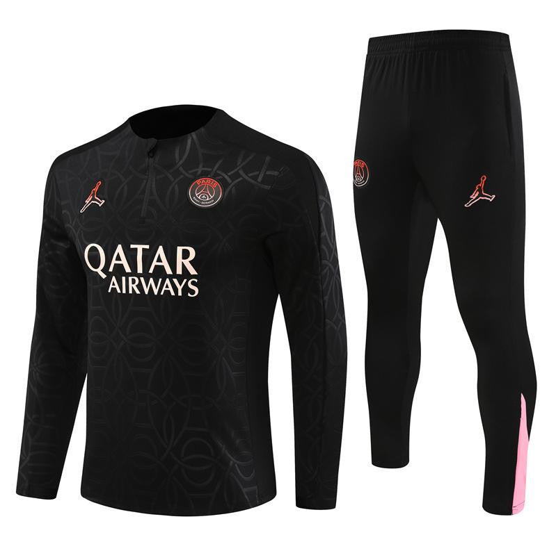24/25 PSG Jordan Black Steel Seal Half Zipper Jacket+Long Pants
