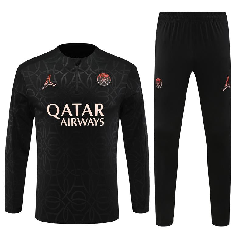 24/25 PSG Jordan Black Steel Seal Half Zipper Jacket+Long Pants