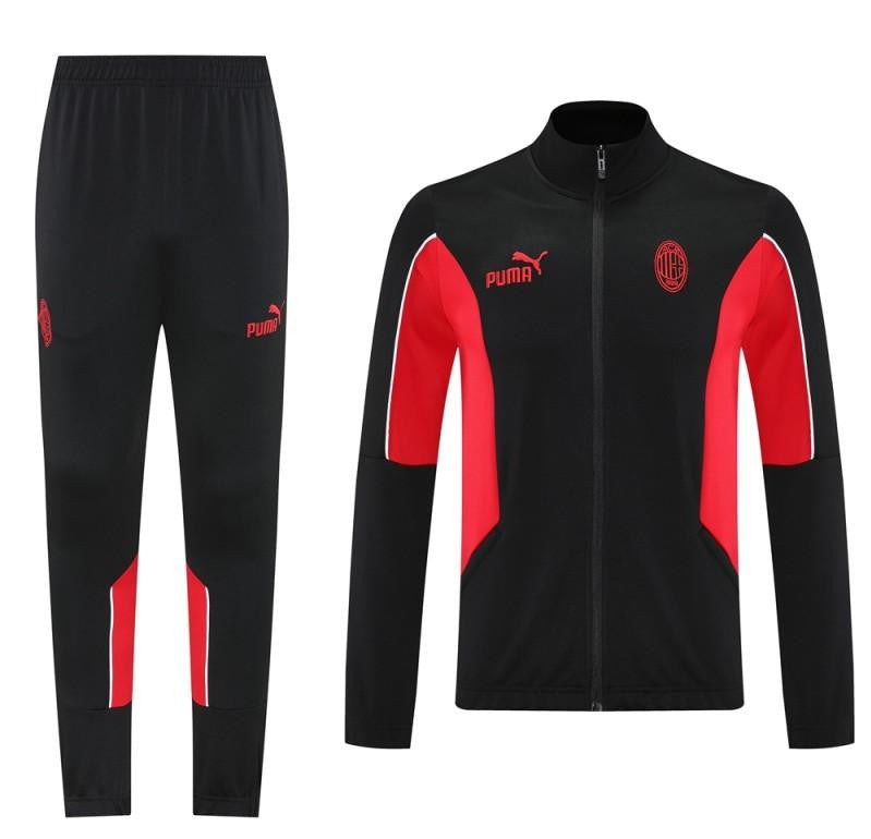 25/26 AC Milan Black/Red Full Zipper Jacket +Long Pants