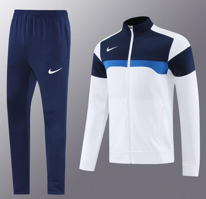 2025 Nike White/Navy Full Hoodie Zipper Jacket +Long Pants