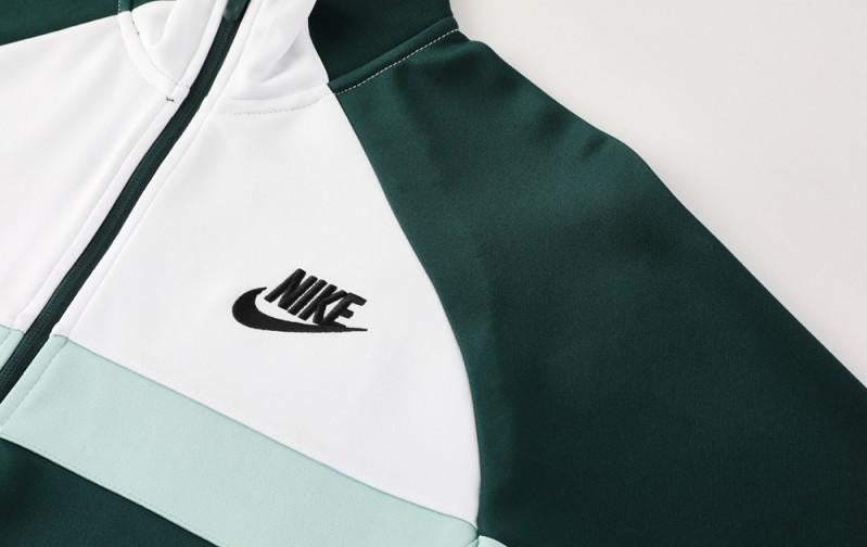 2025 Nike Green/White Full Hoodie Zipper Jacket +Long Pants