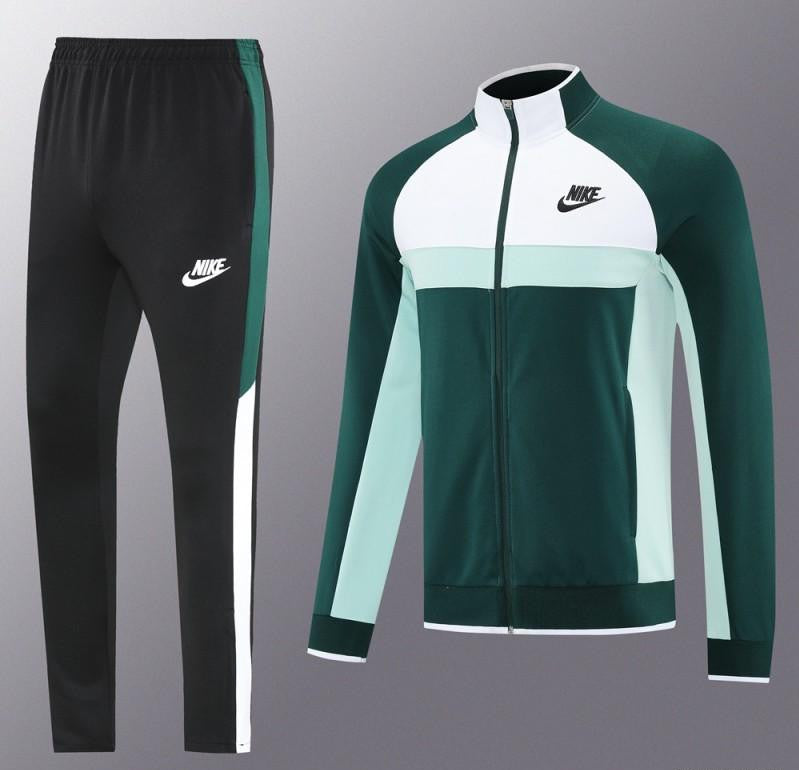 2025 Nike Green/White Full Hoodie Zipper Jacket +Long Pants