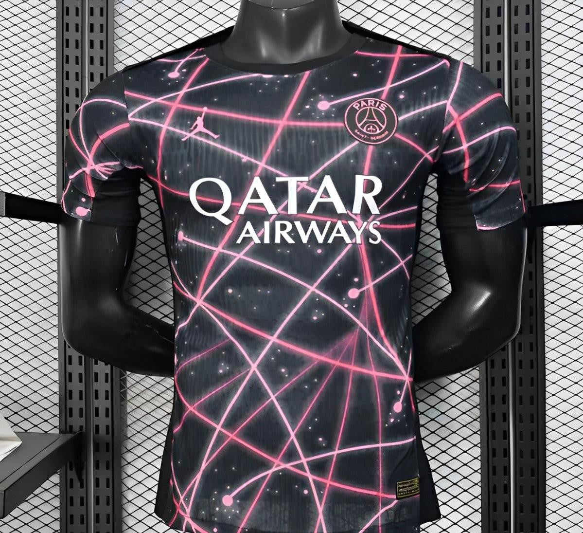 Player Version 25/26 Paris Saint-Germain PSG Black with Neon Geometric Network Jersey