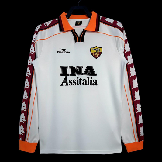 Retro 98/99 Roma Away White  Long Sleeve Jersey