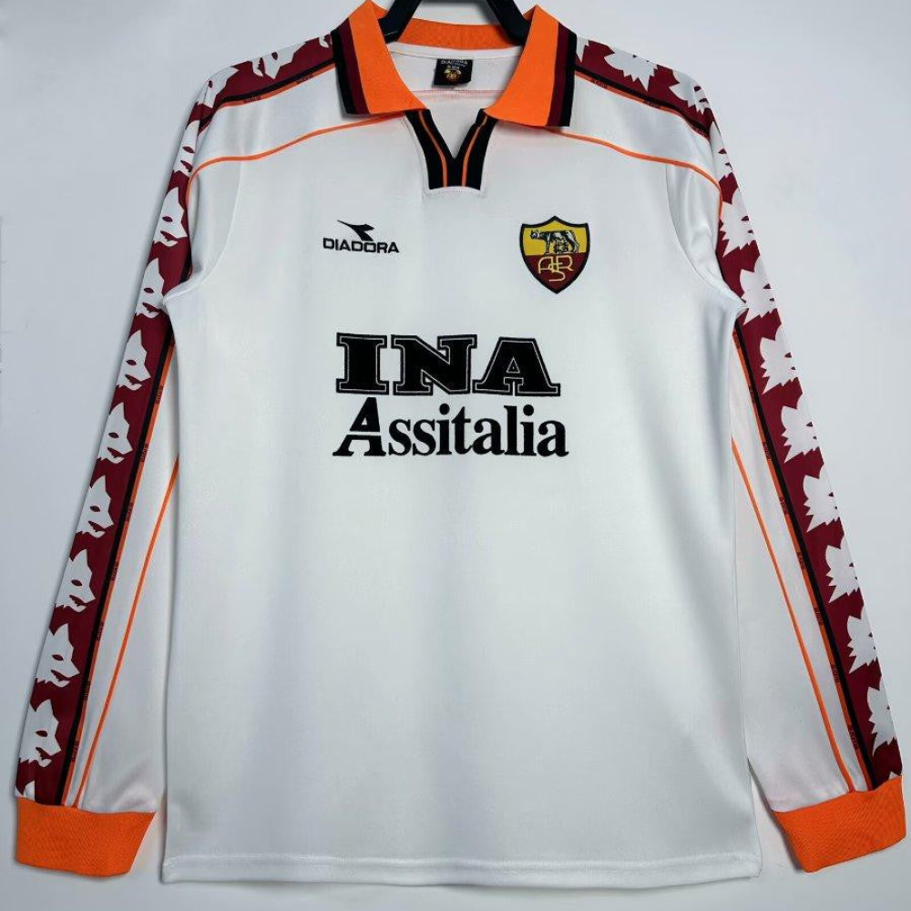 Retro 98/99 Roma Away White  Long Sleeve Jersey