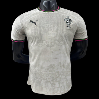 Player Version 2025 Portugal Away White with Subtle Pattern Jersey