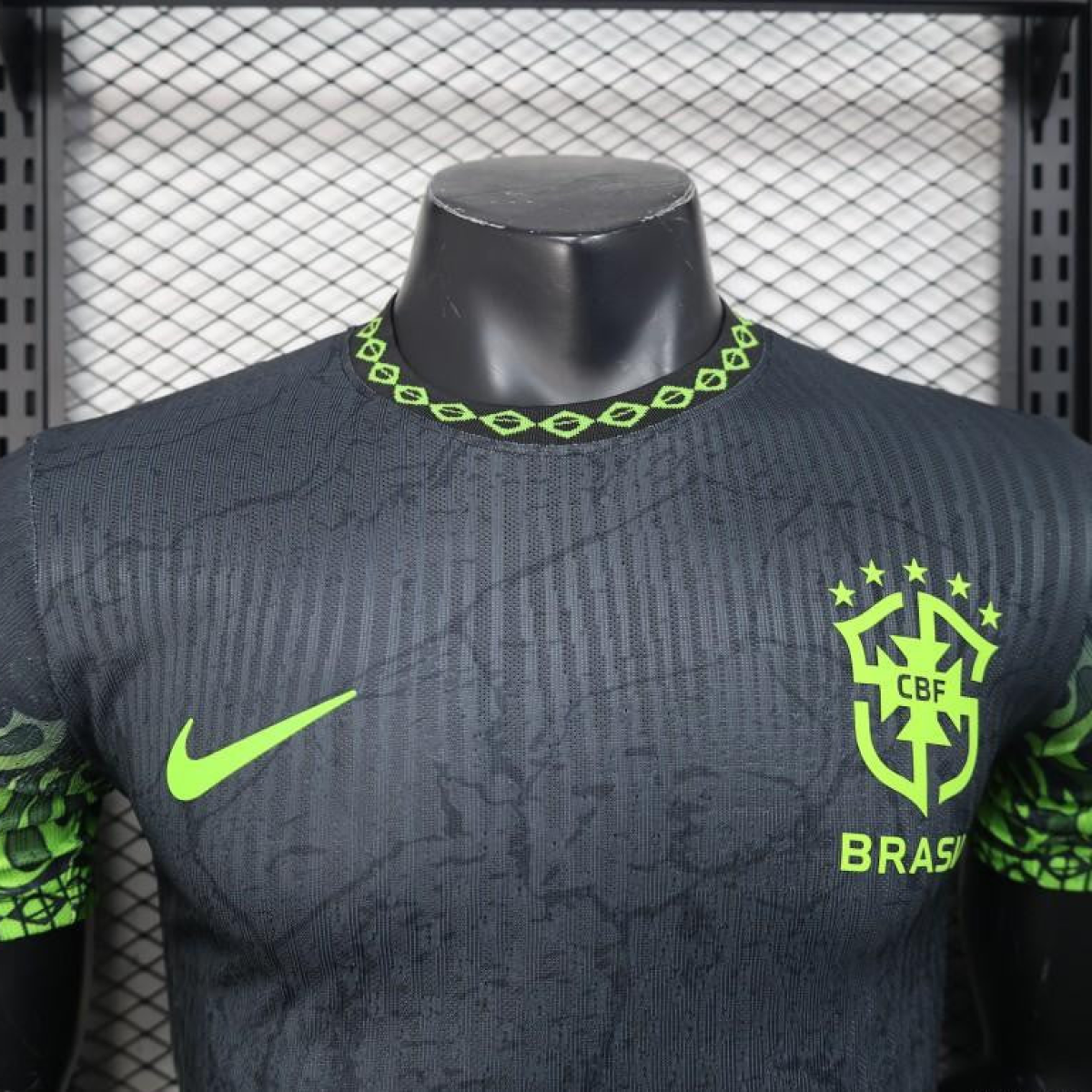 Player Version 2025 Brazil Dark Grey with Neon Green Flame Jersey