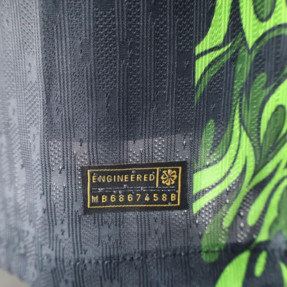 Player Version 2025 Brazil Dark Grey with Neon Green Flame Jersey