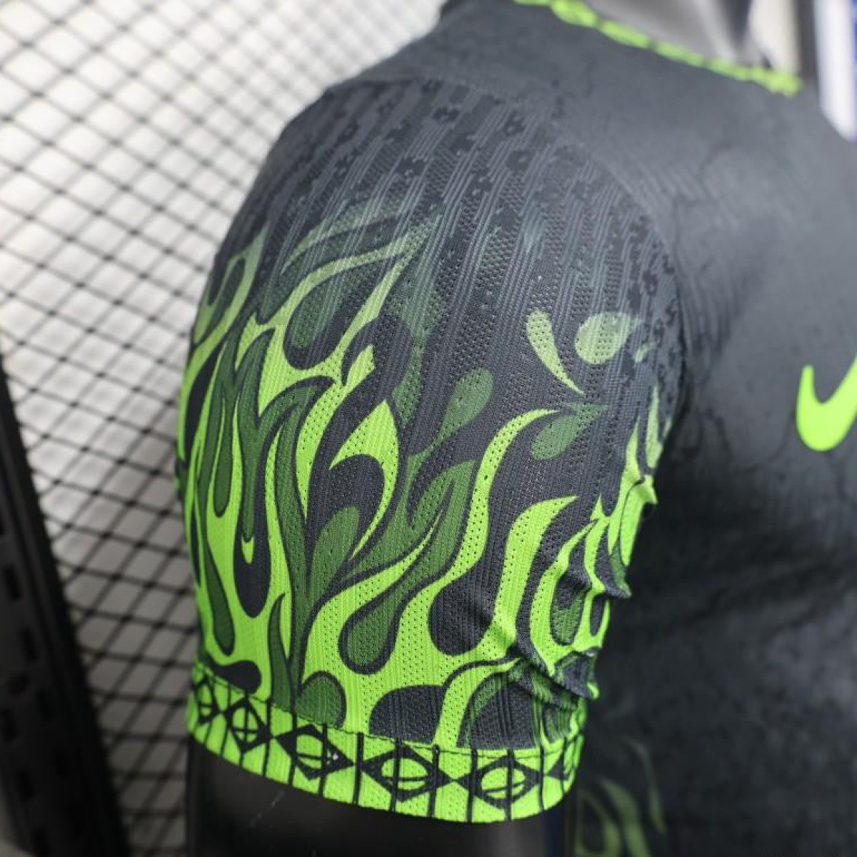 Player Version 2025 Brazil Dark Grey with Neon Green Flame Jersey