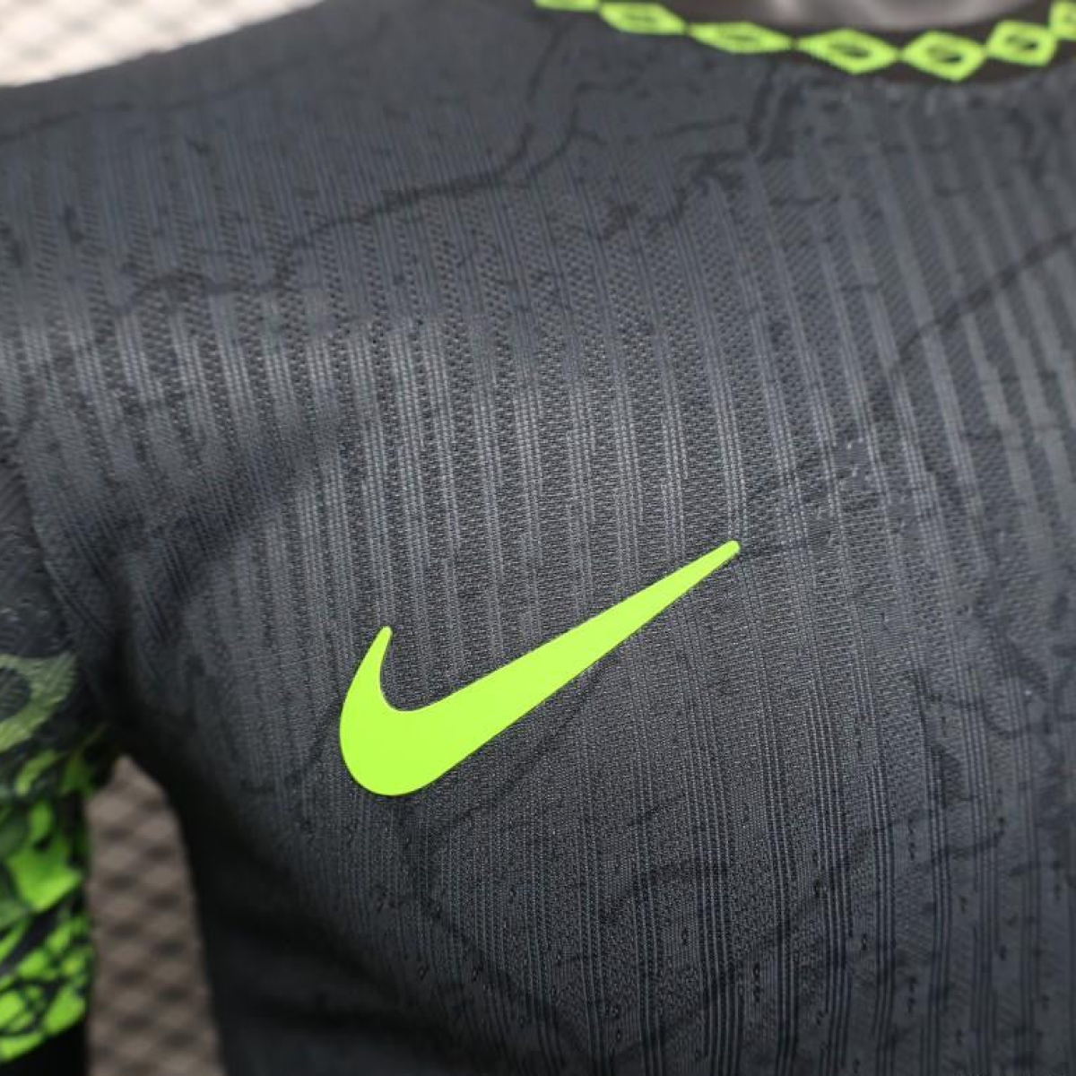 Player Version 2025 Brazil Dark Grey with Neon Green Flame Jersey