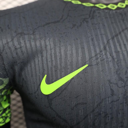 Player Version 2025 Brazil Dark Grey with Neon Green Flame Jersey
