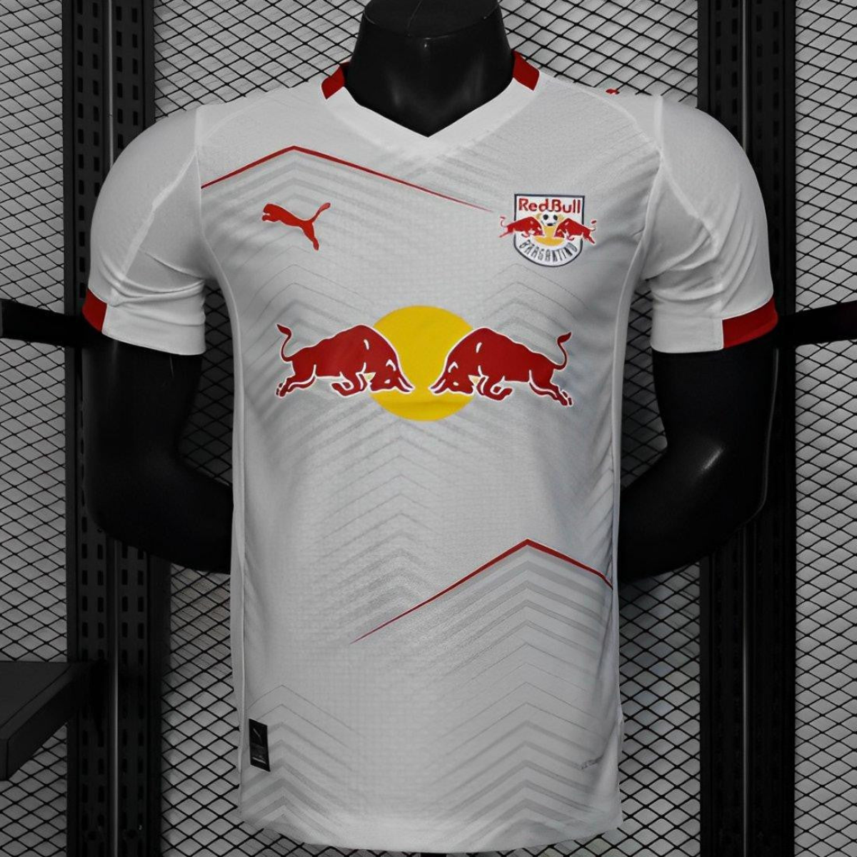 Player Version 25/26 RB Leipzig White with Chevron Pattern and Red Bull Logo Jersey