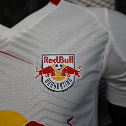 Player Version 25/26 RB Leipzig White with Chevron Pattern and Red Bull Logo Jersey