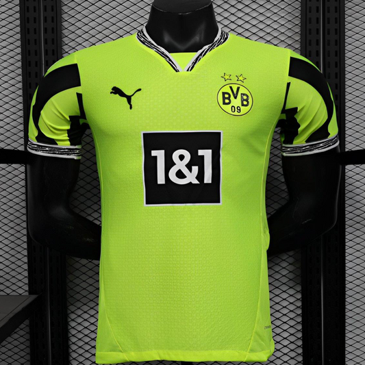 Player Version Borussia Dortmund 25/26 Neon Green Home Jersey with 1&1 Sponsor