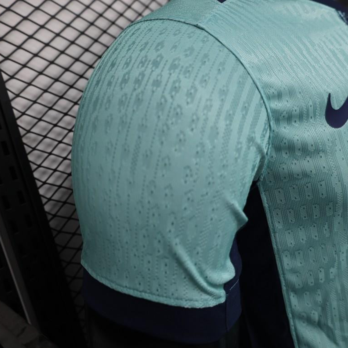 Player Version 25/26 Barcelona Blue 125Th Anniversary Mint Green Jersey with Navy Blue Stripe and Spotify Sponsor