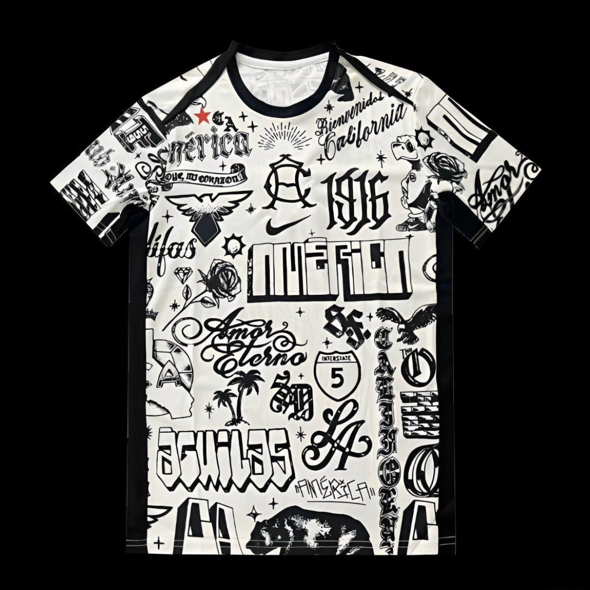 25/26 Club America 2025 Pre-Match Off-White Street-Style Graphics Jersey