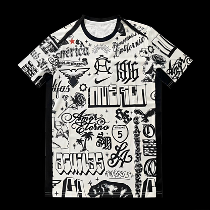 25/26 Club America 2025 Pre-Match Off-White Street-Style Graphics Jersey