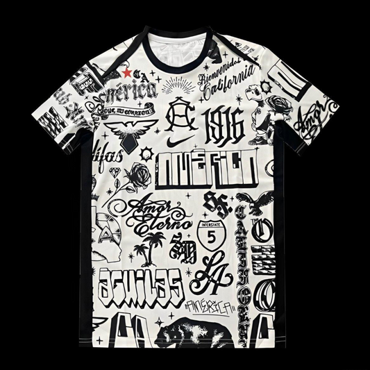 25/26 Club America 2025 Pre-Match Off-White Street-Style Graphics Jersey