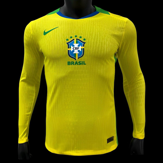 Player Version 2025 Brazil Home Long Sleeve Jersey