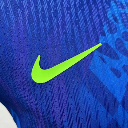 Player Version 2025 Brazil Away Blue Long Sleeve Jersey