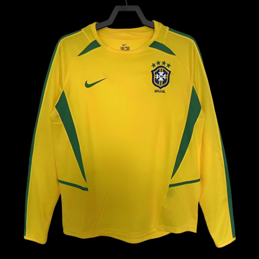 Retro 2002 Brazil Home Long Sleeve Jersey