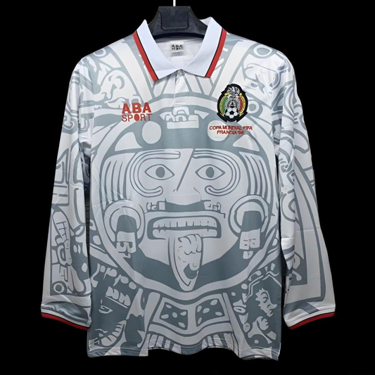Retro 1998 Mexico Away White Long Sleeve Jersey