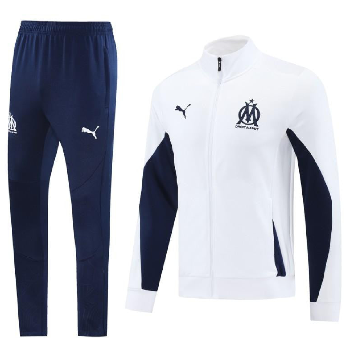 24/25 Olympique Marseille White Full Zipper Jacket +Long Pants