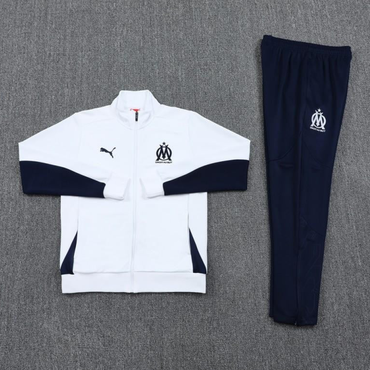 24/25 Olympique Marseille White Full Zipper Jacket +Long Pants