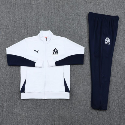 24/25 Olympique Marseille White Full Zipper Jacket +Long Pants