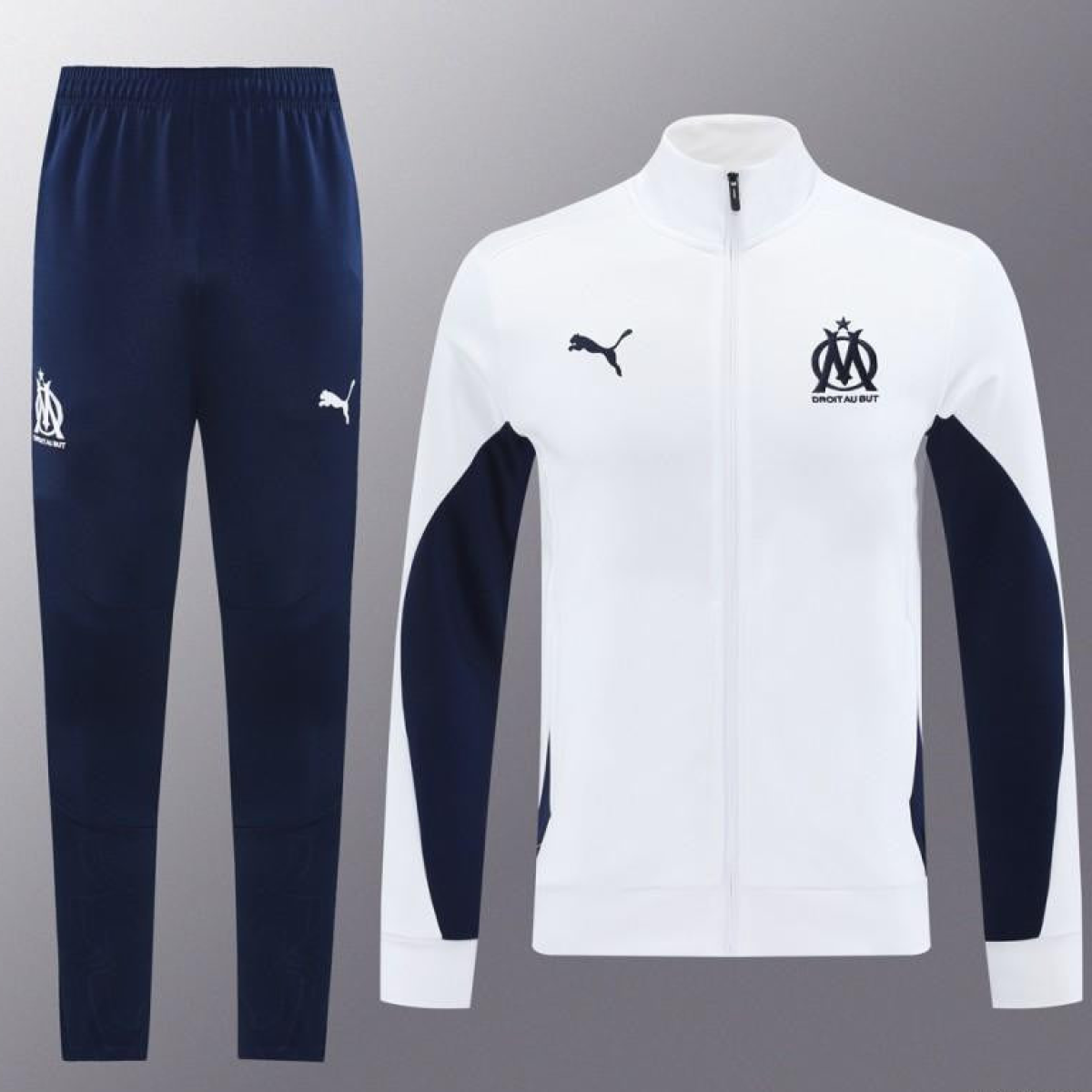 24/25 Olympique Marseille White Full Zipper Jacket +Long Pants
