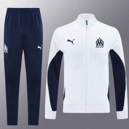 24/25 Olympique Marseille White Full Zipper Jacket +Long Pants