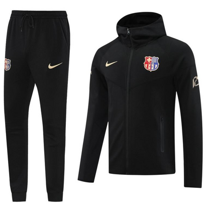 24/25 Barcelona Black Hoodie Full Zipper Jacket +Long Pants